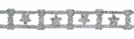 5.50 Ct Diamond 18k White Gold Flower Tennis Bracelet 7