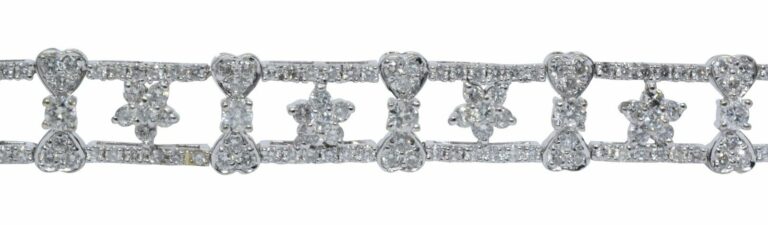 5.50 Ct Diamond 18k White Gold Flower Tennis Bracelet 7"