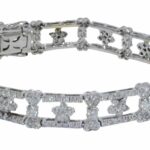 5.50 Ct Diamond 18k White Gold Flower Tennis Bracelet 7"