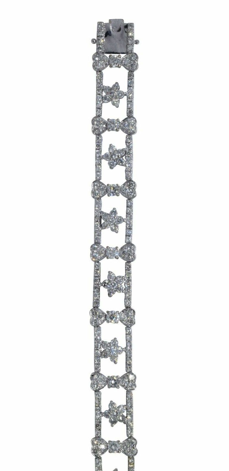 5.50 Ct Diamond 18k White Gold Flower Tennis Bracelet 7"