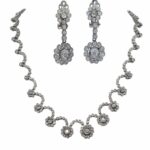 7.58 ct Diamond Flowers Motif 14k White Gold Necklace 
Earrings Set