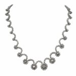 7.58 ct Diamond Flowers Motif 14k White Gold Necklace 
Earrings Set