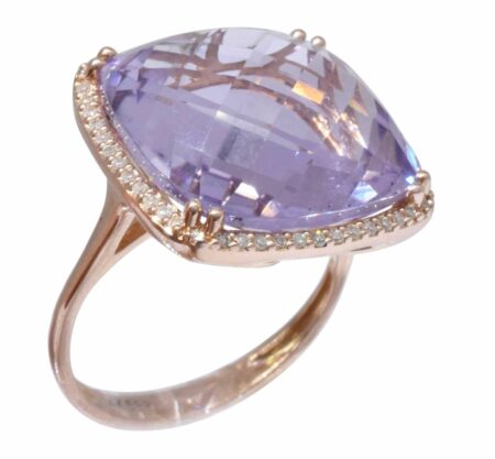 Amethyst 
0.26ct Diamond 14k Rose Gold Ladies Ring 6.5