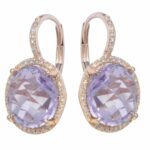 Amethyst 
0.35ct Diamond 14k Rose Gold Ladies Earrings