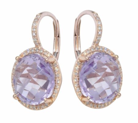 Amethyst 
0.35ct Diamond 14k Rose Gold Ladies Earrings