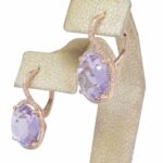 Amethyst 
0.35ct Diamond 14k Rose Gold Ladies Earrings