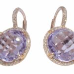 Amethyst 
0.35ct Diamond 14k Rose Gold Ladies Earrings