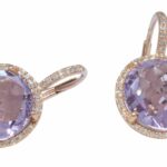 Amethyst 
0.35ct Diamond 14k Rose Gold Ladies Earrings