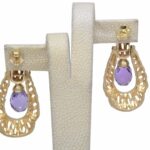 Amethyst Briolette Door Knocker Earrings in 14k Yellow Gold