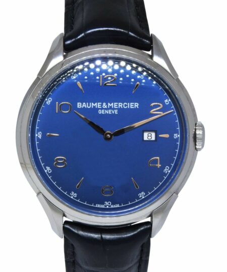 Baume 
Mercier Clifton Date Steel Blue Dial Mens 45mm Quartz Watch 10420