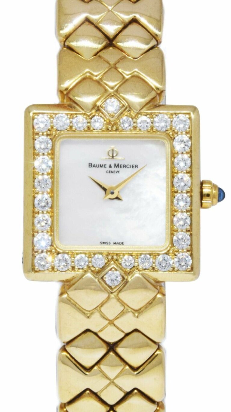 Baume 
Mercier Dress 18k YG /Diamond  White MOP Dial Ladies Quartz Box MV035078