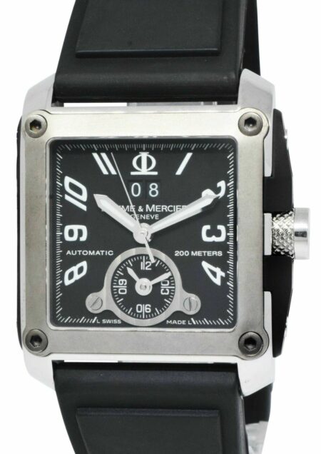 Baume 
Mercier Hampton Square Dual Time Steel Mens 37mm Automatic Watch 65590