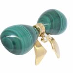 Bow Tie Pin 14k Yellow Gold Diamond 
Malachite