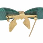 Bow Tie Pin 14k Yellow Gold Diamond 
Malachite