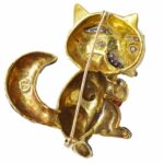 Brooch 18K Yellow Gold Diamond 
Enamel Racoon