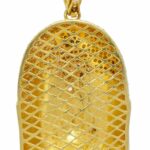 Buddah Pendant 18k Yellow Gold Pave White 
Blue Diamonds