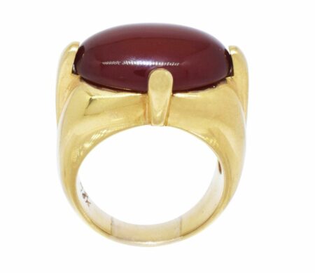 Cabochon Carnelian 18k Yellow Gold Ladies Ring Size 6