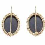 Cameo Mother of Pearl Earrings 14k Yellow Gold