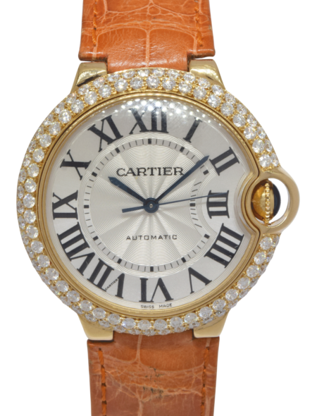 Cartier Ballon Bleu 18k Yellow Gold 
Diamond 36mm Automatic Watch 3002