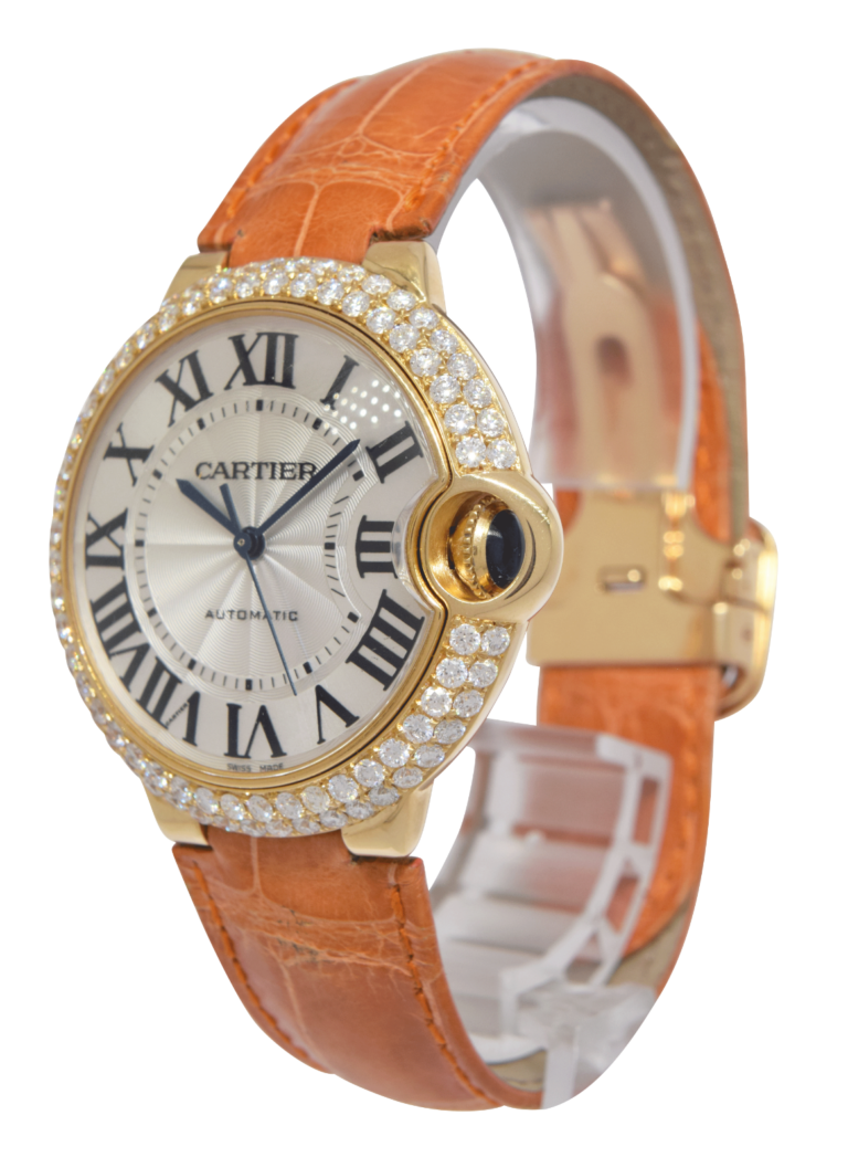 Cartier Ballon Bleu 18k Yellow Gold 
Diamond 36mm Automatic Watch 3002