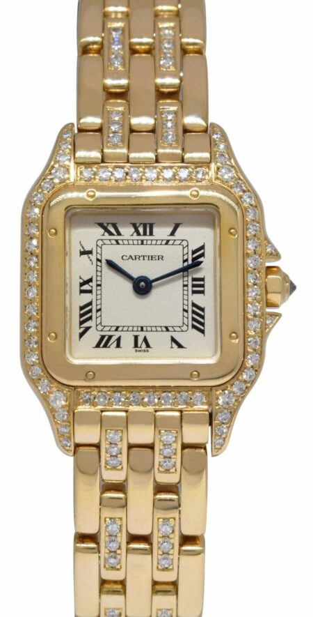 Cartier Panthere Figaro Small 18k YG 1.25 ct Diamond Ladies Quartz Watch B/P