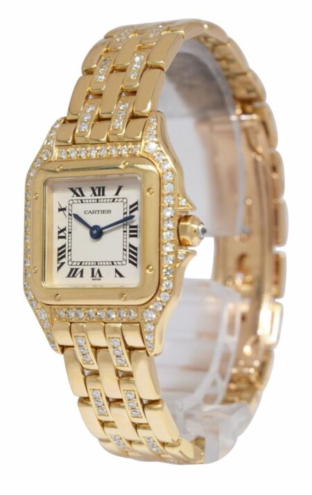 Cartier Panthere Figaro Small 18k YG 1.25 ct Diamond Ladies Quartz Watch B/P