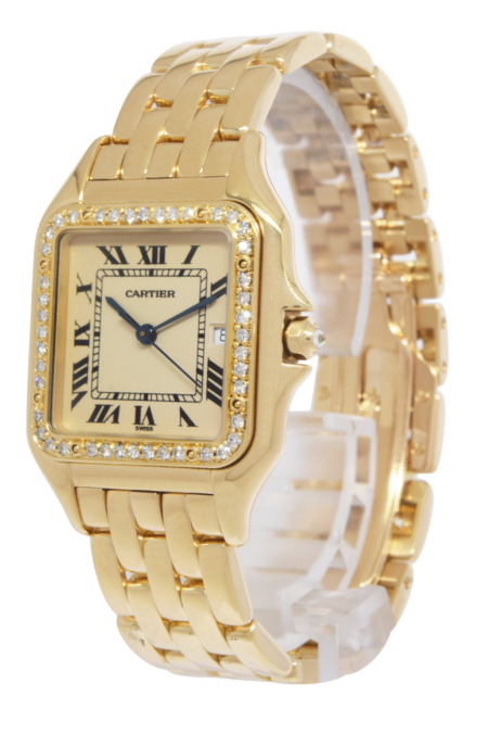 Cartier Panthere Large 18k Yellow Gold Diamond Bezel Ladies Quartz Watch 883969