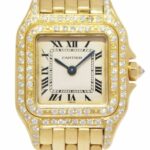 Cartier Panthere Small 18k Yellow Gold Diamond Bezel 
Lugs Ladies Quartz Watch