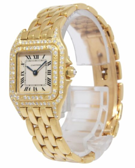 Cartier Panthere Small 18k Yellow Gold Diamond Bezel & Lugs Ladies Quartz Watch