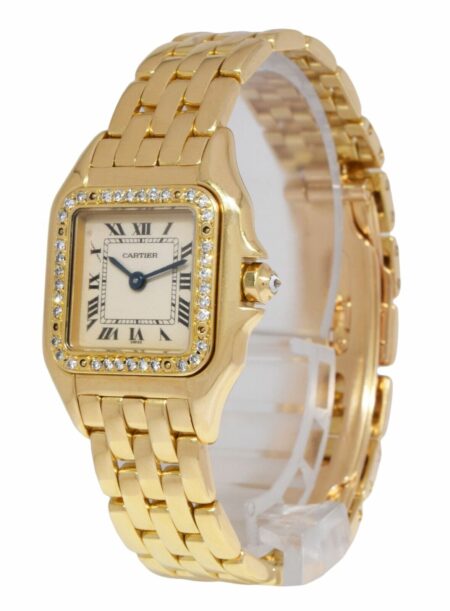 Cartier Panthere Small 18k Yellow Gold Diamond Bezel & Lugs Ladies Quartz Watch