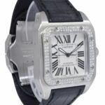 Cartier Santos 100 Steel Diamond Bezel Midsize Automatic Watch W20126x8 2878