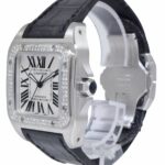 Cartier Santos 100 Steel Diamond Bezel Midsize Automatic Watch W20126x8 2878