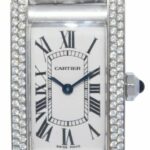 Cartier Tank Americaine Small 18k White Gold Diamond Ladies Quartz Watch 1713