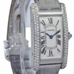 Cartier Tank Americaine Small 18k White Gold Diamond Ladies Quartz Watch 1713