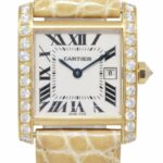 Cartier Tank Francaise 18k Yellow Gold Diamond Bezel Ladies Midsize Watch 2466