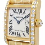 Cartier Tank Francaise 18k Yellow Gold Diamond Bezel Ladies Midsize Watch 2466