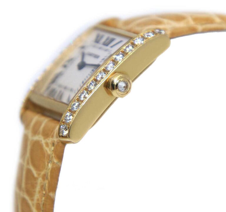 Cartier Tank Francaise 18k Yellow Gold Diamond Bezel Ladies Midsize Watch 2466