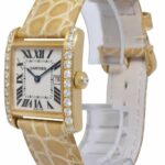 Cartier Tank Francaise 18k Yellow Gold Diamond Bezel Ladies Midsize Watch 2466