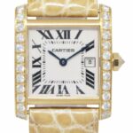 Cartier Tank Francaise 18k Yellow Gold Diamond Bezel Ladies Midsize Watch 2466