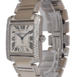 Cartier Tank Francaise Large 18k White Gold Diamond Ladies Automatic Watch 2366