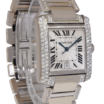 Cartier Tank Francaise Large 18k White Gold Diamond Ladies Automatic Watch 2366