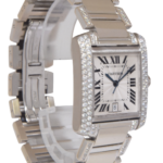 Cartier Tank Francaise Large 18k White Gold Diamond Ladies Automatic Watch 2366