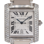 Cartier Tank Francaise Large 18k White Gold Diamond Ladies Automatic Watch 2366