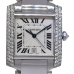 Cartier Tank Francaise Large Stainless Steel Diamond Ladies Automatic Watch 2302