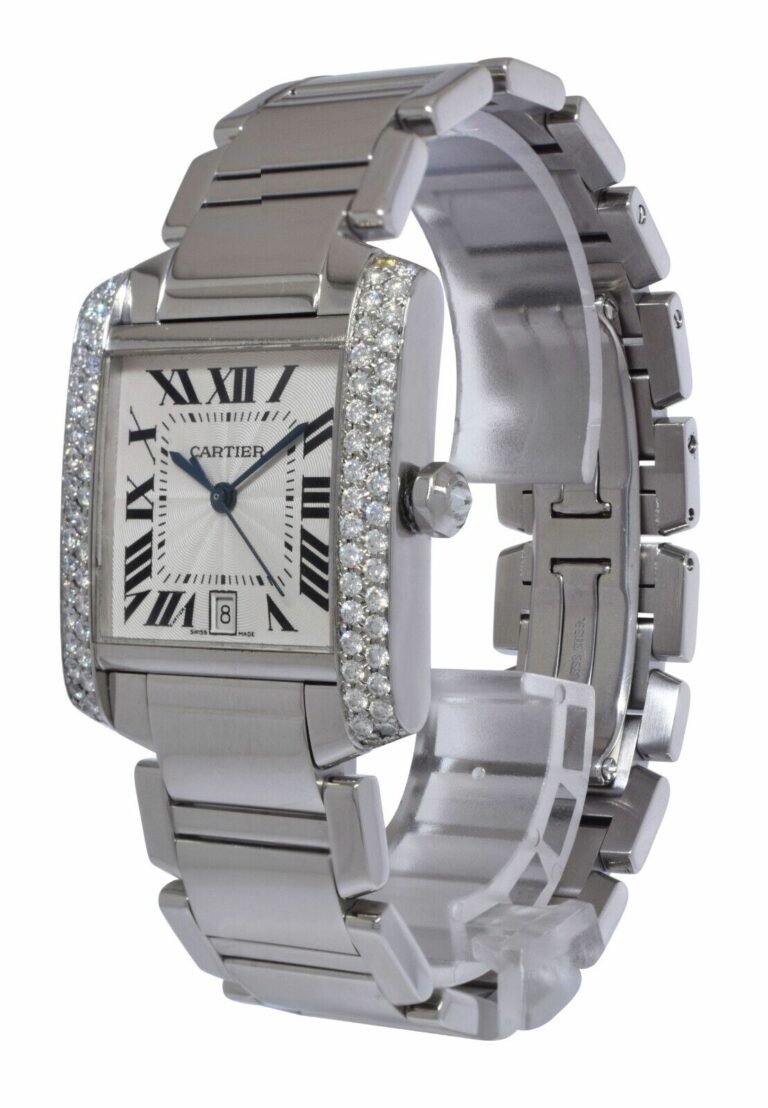 Cartier Tank Francaise Large Stainless Steel Diamond Ladies Automatic Watch 2302