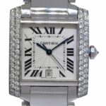 Cartier Tank Francaise Large Stainless Steel Diamond Ladies Automatic Watch 2302