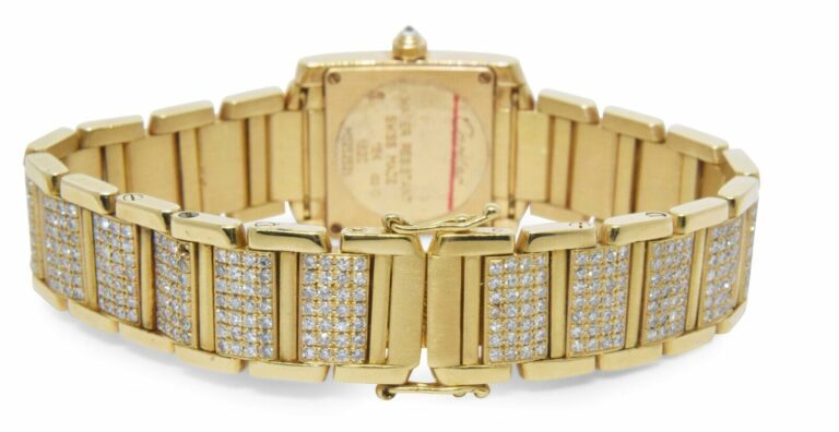 Cartier Tank Francaise Small 18k Yellow Gold 6.00 Ct Diamond Ladies Watch 1820