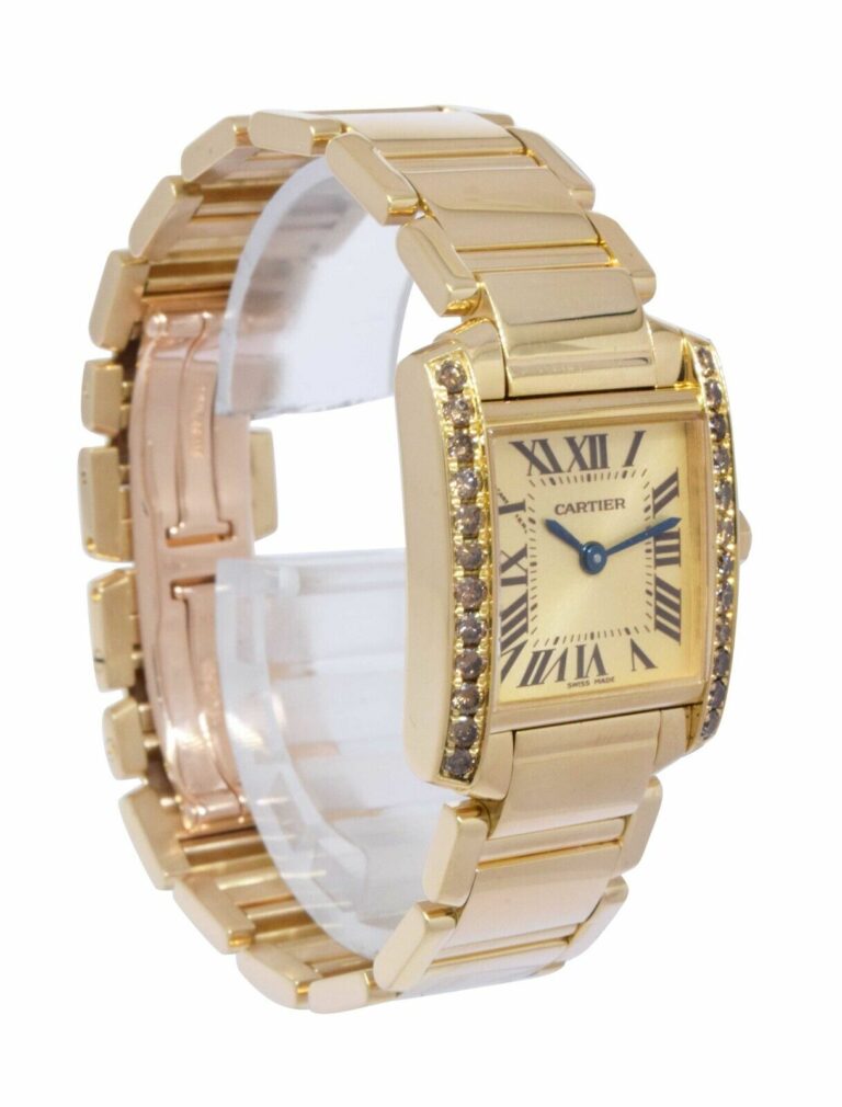 Cartier Tank Francaise Small 18k Yellow Gold Champagne Diamond Ladies Watch 2385