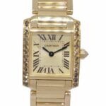 Cartier Tank Francaise Small 18k Yellow Gold Champagne Diamond Ladies Watch 2385