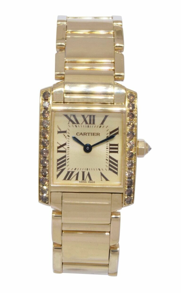 Cartier Tank Francaise Small 18k Yellow Gold Champagne Diamond Ladies Watch 2385